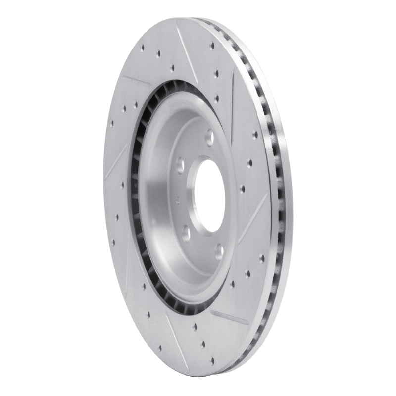 Audi A7 Quattro Brake Rotor (1) - Rear Left - R1 Concepts - Drilled & Slotted - Silver - `08-`25